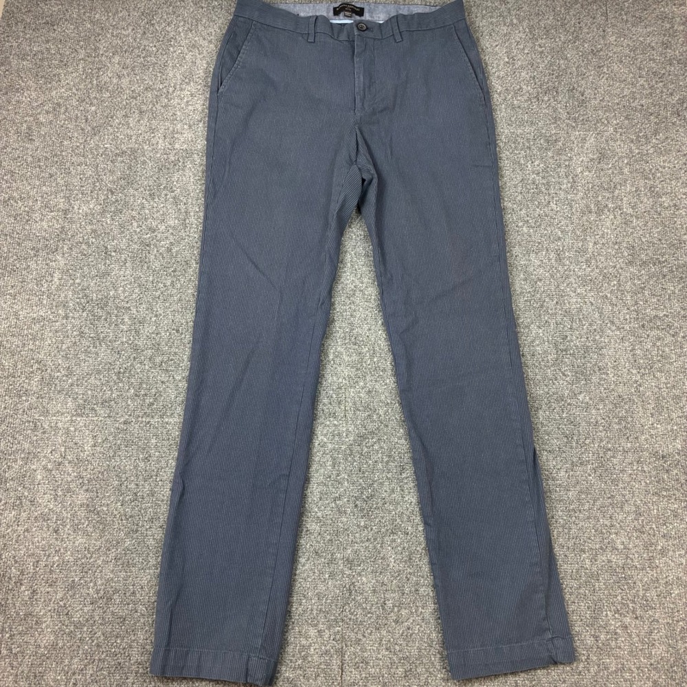 Banana Republic Mens Size 32x34 Slim Fit Chino Pants Blue White Micro Stripe